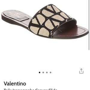New Valentino Garavani Black and Cream Geometric Sandals with box